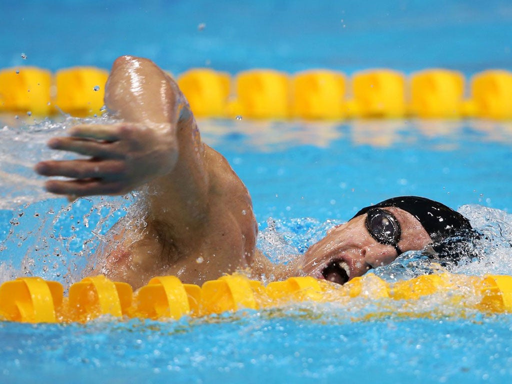 Bradley Snyder competes in the 400m freestyle S11 final yesterday getty images