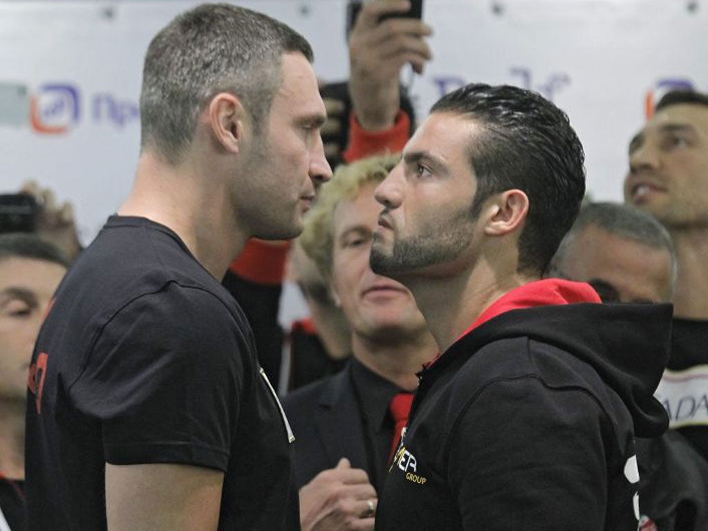 Vitali Klitschko and Manuel Charr see eye to eye yesterday