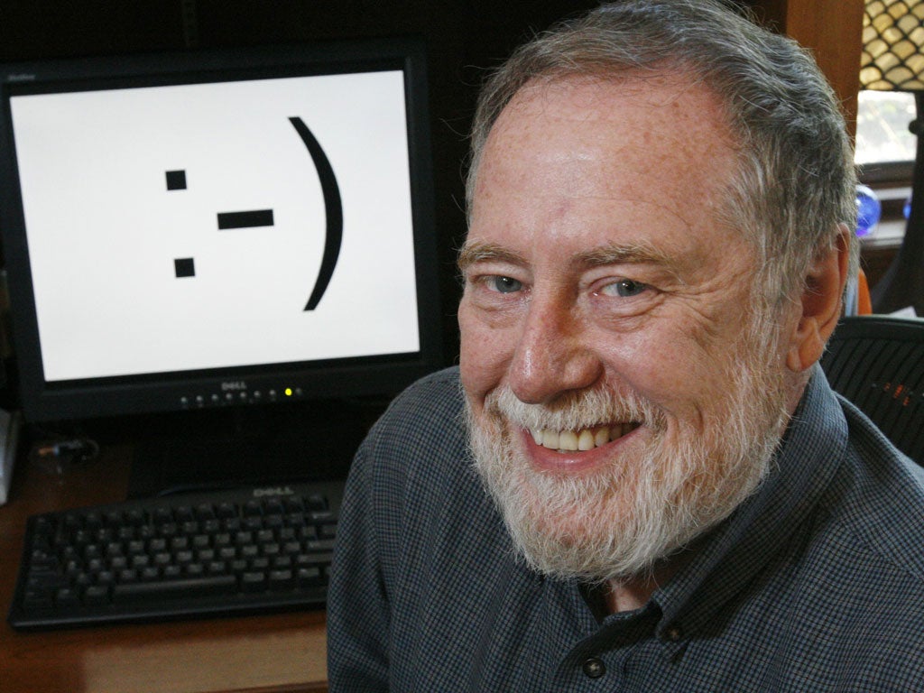 Professor Scott Fahlman: a colon, hyphen and bracket were the first emoticon