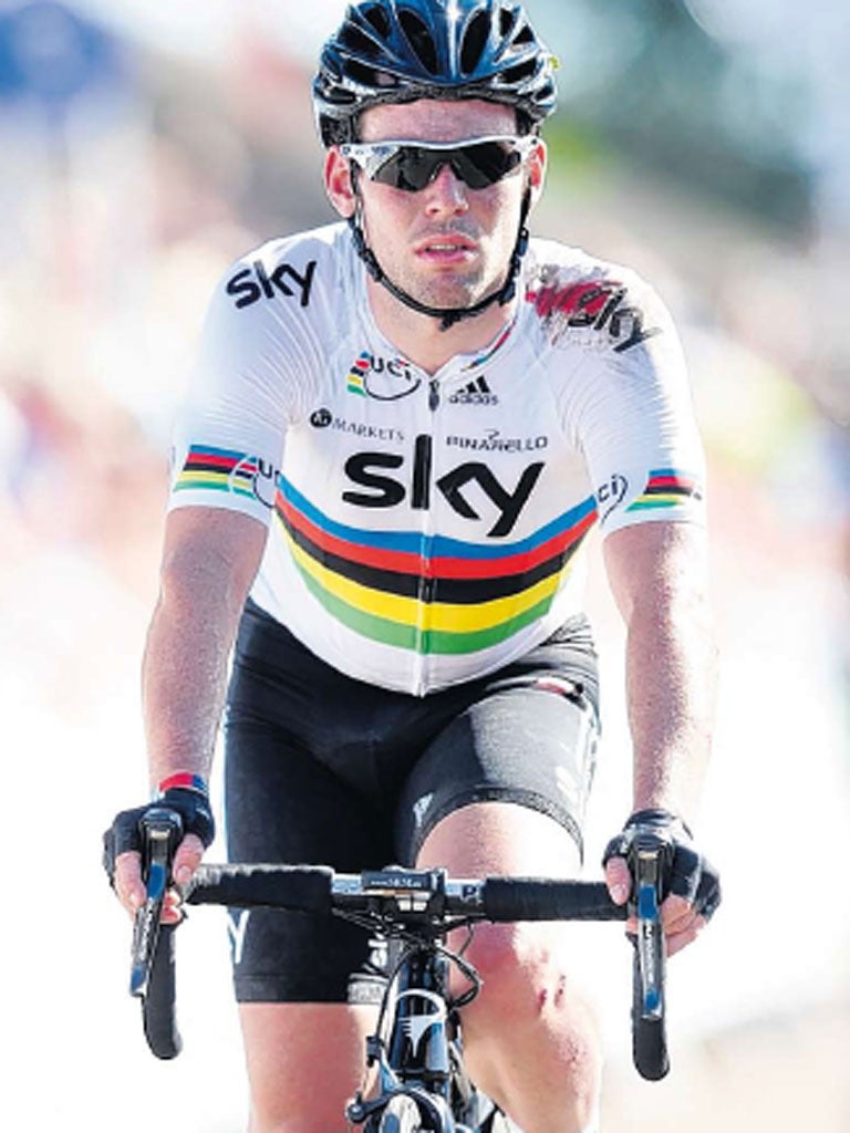 Cut and scraped, Mark Cavendish ends the Tour of Britain’s first
stage