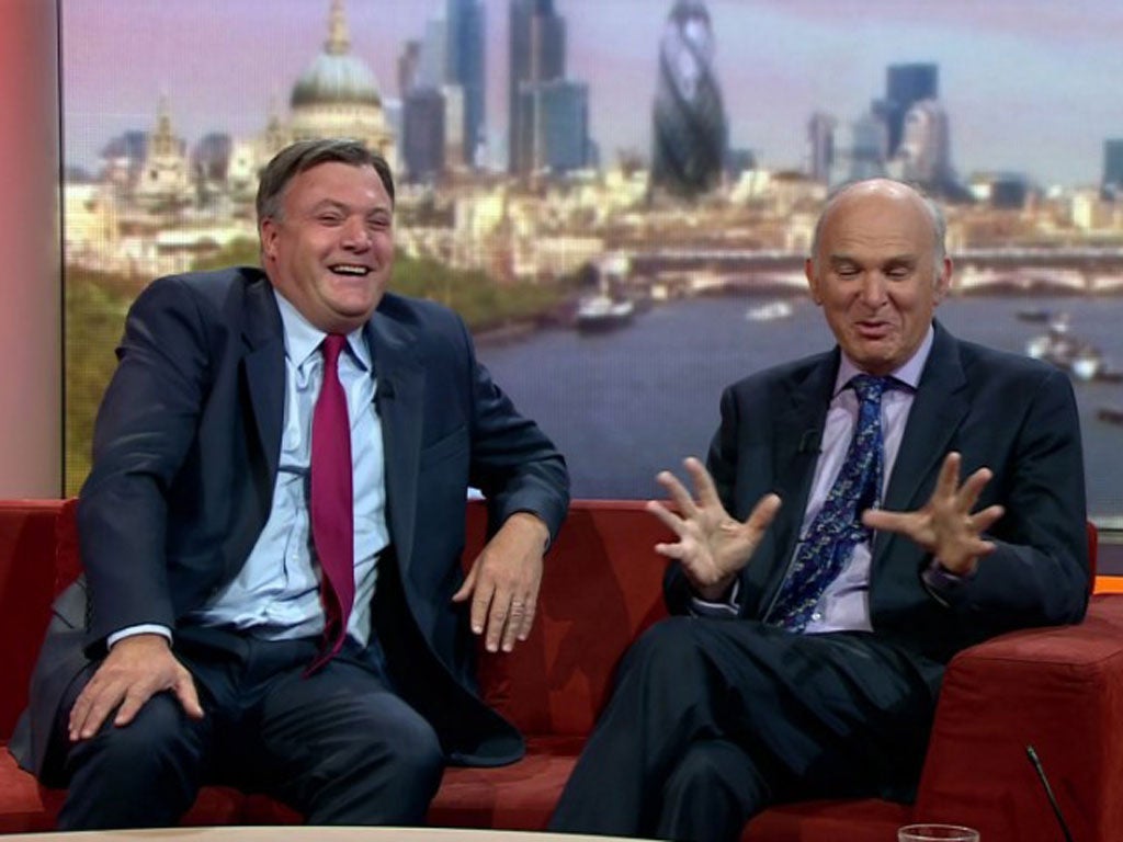 Ed Balls, left, and Vince Cable on The Andrew Marr Show