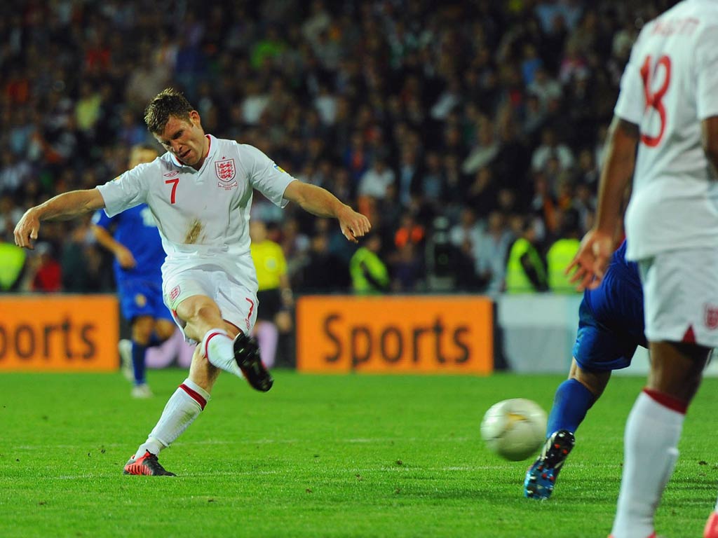 James Milner scores his first England goal