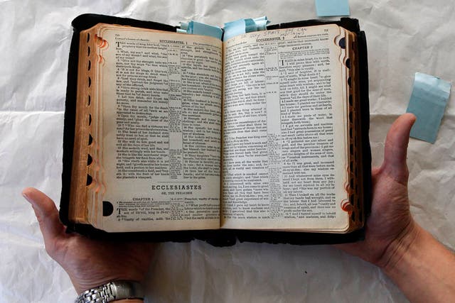 The Bible used by Elvis Presley today sold at auction for £59,000. 