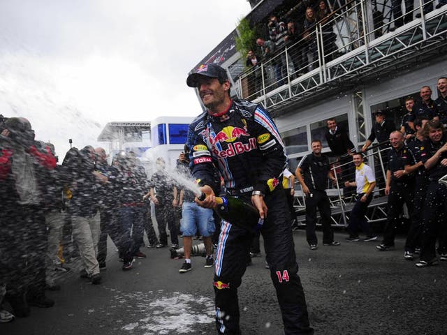 Mark Webber's case tried 130 times before securing his first Grand Prix victory - at the 2009 German Grand Prix