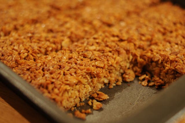 Flapjacks are a quick and easy snack or dessert - it might not come out looking quite as perfect as this, though