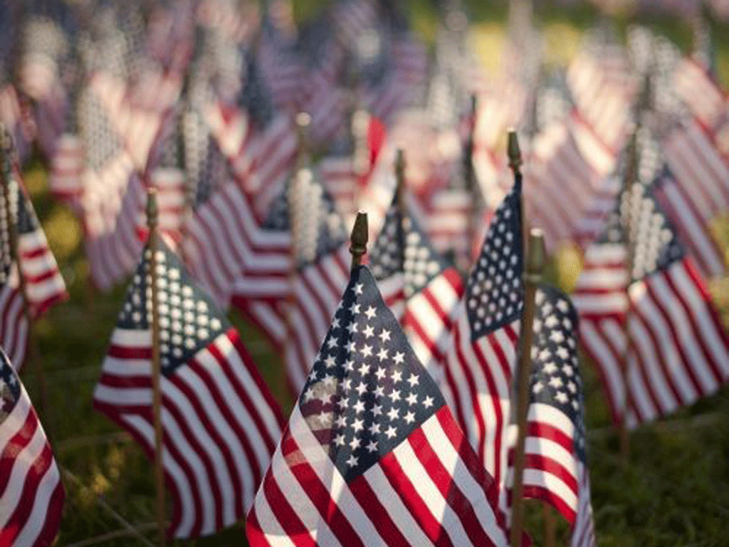'Flags of Remembrance' as a memorial honouring 9/11 victims in Charlotte, North Carolina, USA