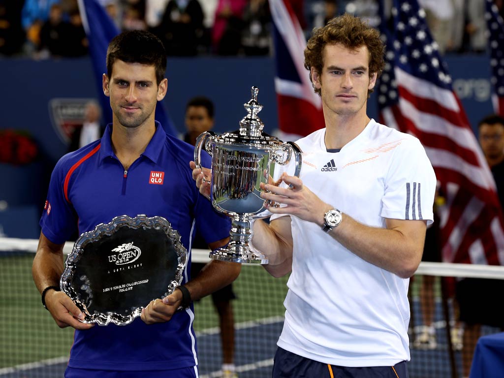 Andy Murray alongside Novak Djokovic after the US Open final
