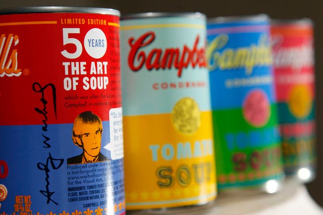 New limited edition Campbell's tomato soup cans with art and sayings by artist Andy Warhol