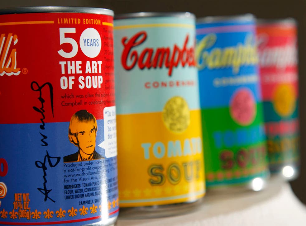 New limited edition Campbell's tomato soup cans with art and sayings by artist Andy Warhol