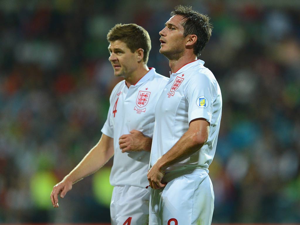 England midfielders Steven Gerrard and Frank Lampard