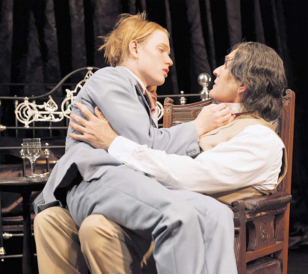 Dangerous liaison: Freddie Fox as Bosie and Rupert Everett as Oscar Wilde in ‘The Judas Kiss’