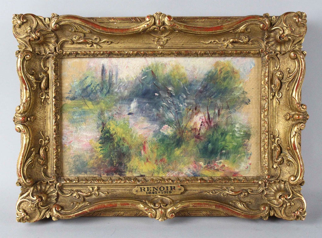 Pierre-Auguste Renoir's painting "Paysage bords de Seine" that was recently discovered at a Virginia flea market. A woman paid $7 (£4.35) for what turned out to be a £47,000 masterpiece.