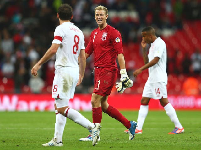 Joe Hart: "We drew at home to Ukraine. That shows those Olympians what's what." (14/09/12)
<br/><br/>
<a href="http://www.independent.co.uk/captions" target="new">To enter the current caption competition, click here.</a>
