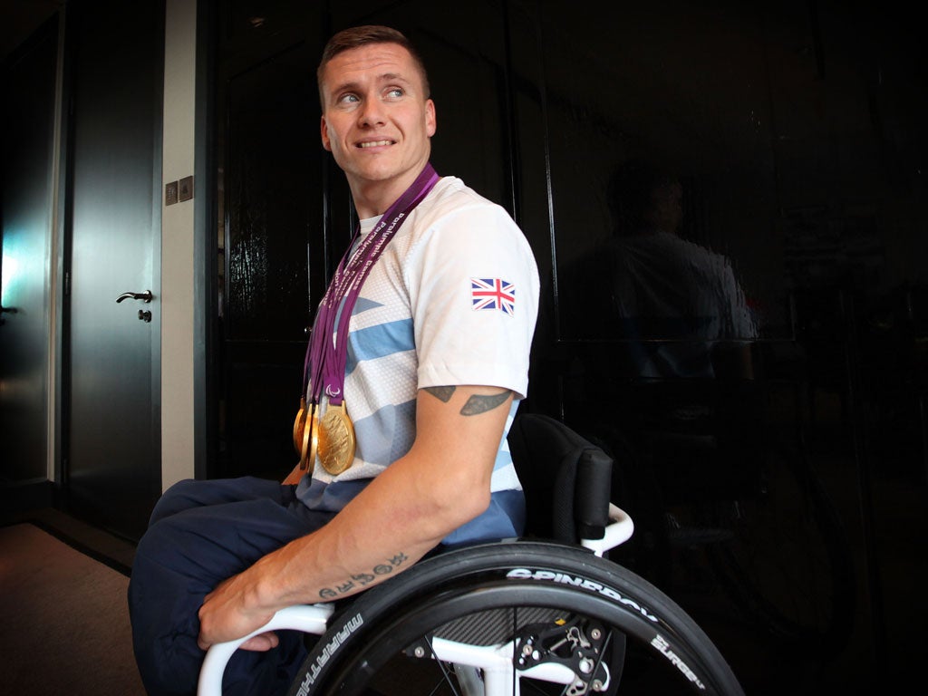David Weir with the four golds he won at London's Paralympics