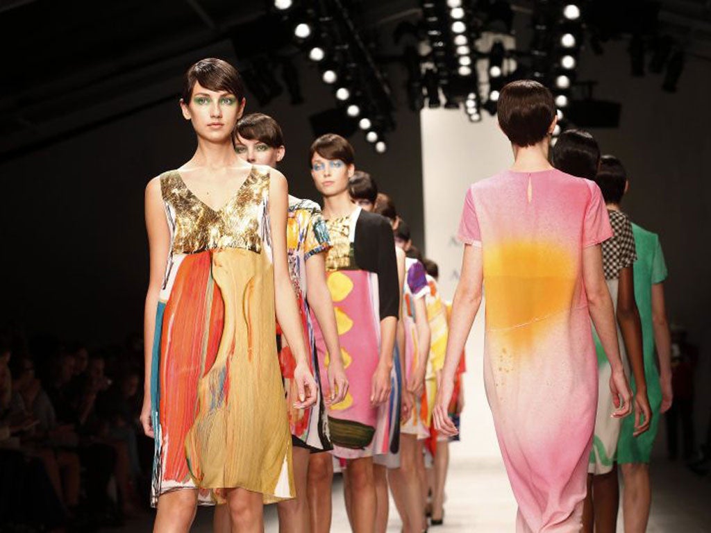 Designs from Antoni & Alison and, inset, Fyodor Golan at London Fashion Week