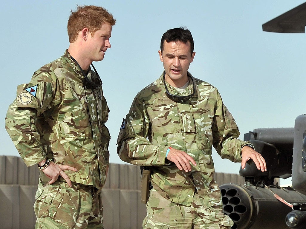 Prince Harry was not in the area of the camp which came under attack, officials said