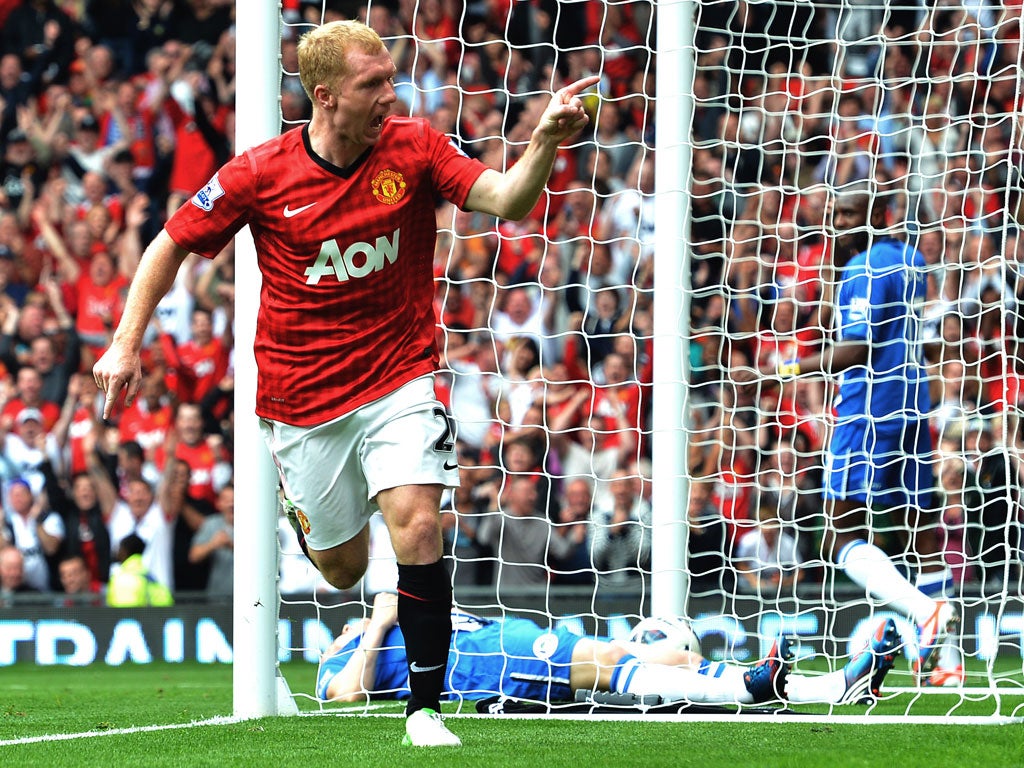 15 September 2012 Paul Scholes scoring on his 700th appearance for Manchester United