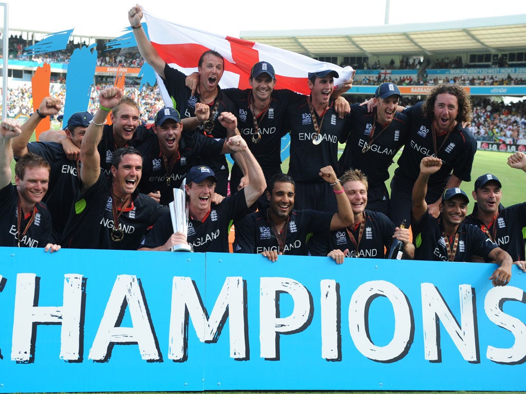 Champions: 2010 World Twenty20 winners England enjoy the moment in Bridgetown