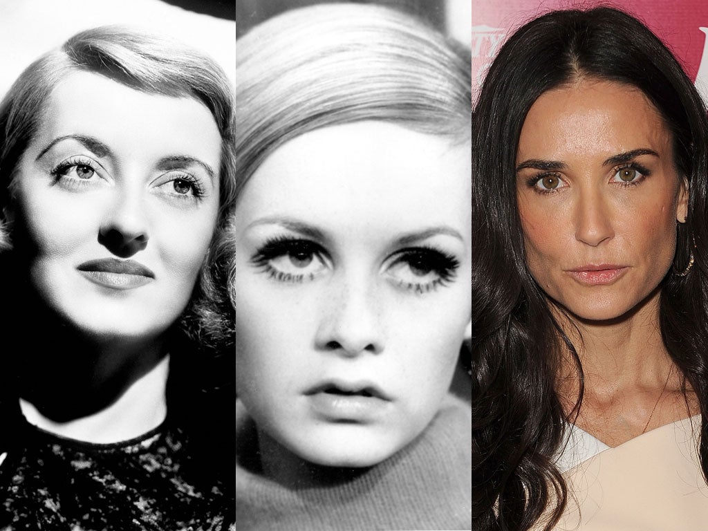 The eyes have it: A formidable Bette Davis boasting an arched brow; Twiggy, at the height of her fame, plucked to perfection; Demi Moore embracing the modern, more masculine brow