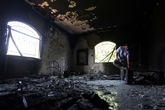 The burnt-out US Consulate in Benghazi