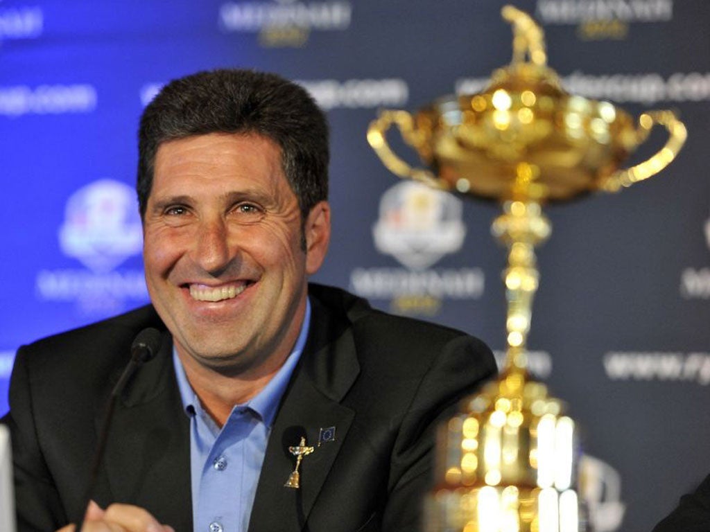 Jose Maria Olazabal hopes to avoid Nick Faldo’s errors with the
microphone