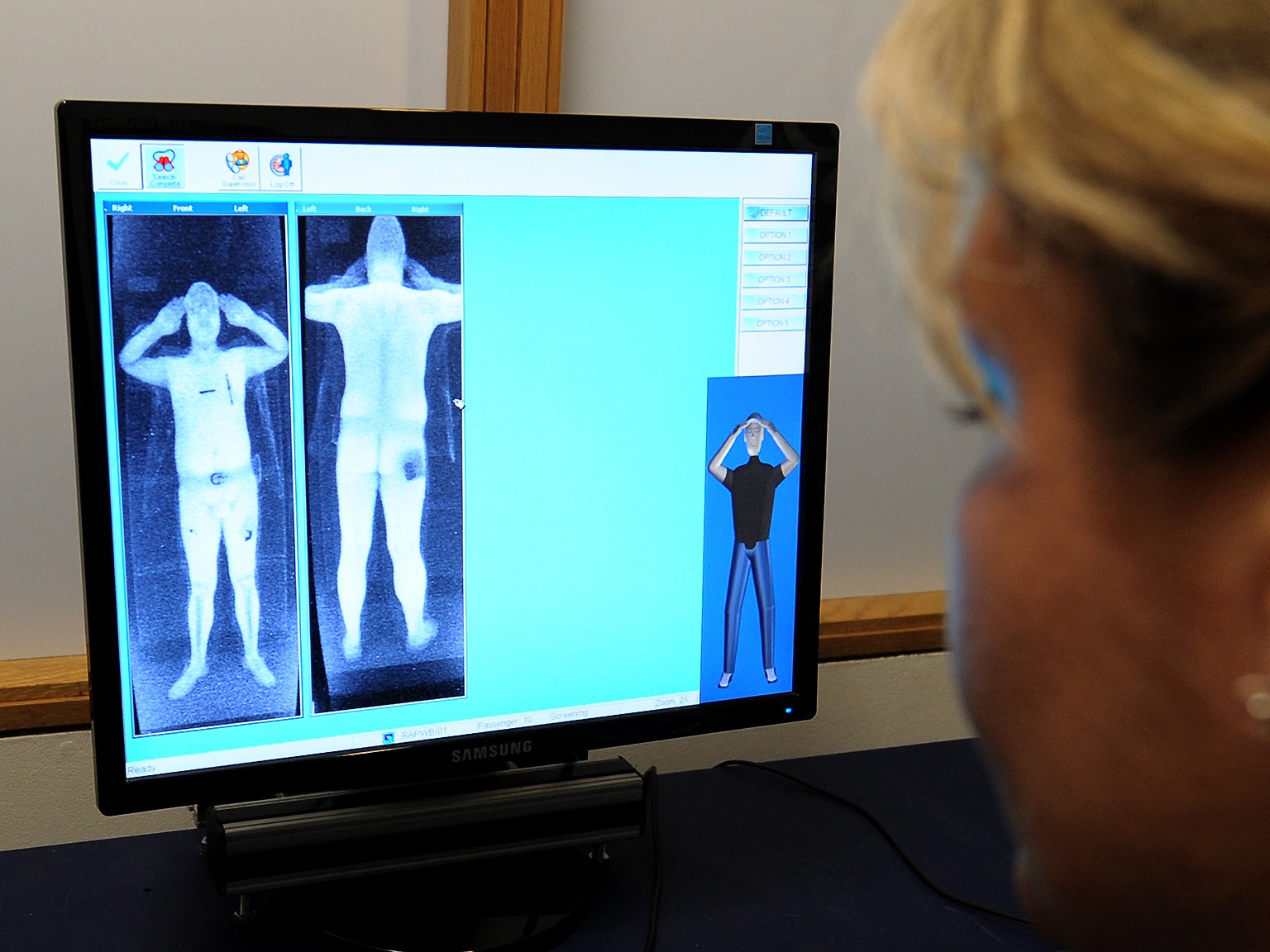 January 2010: A security officer views images from the body scanner at Manchester Airport