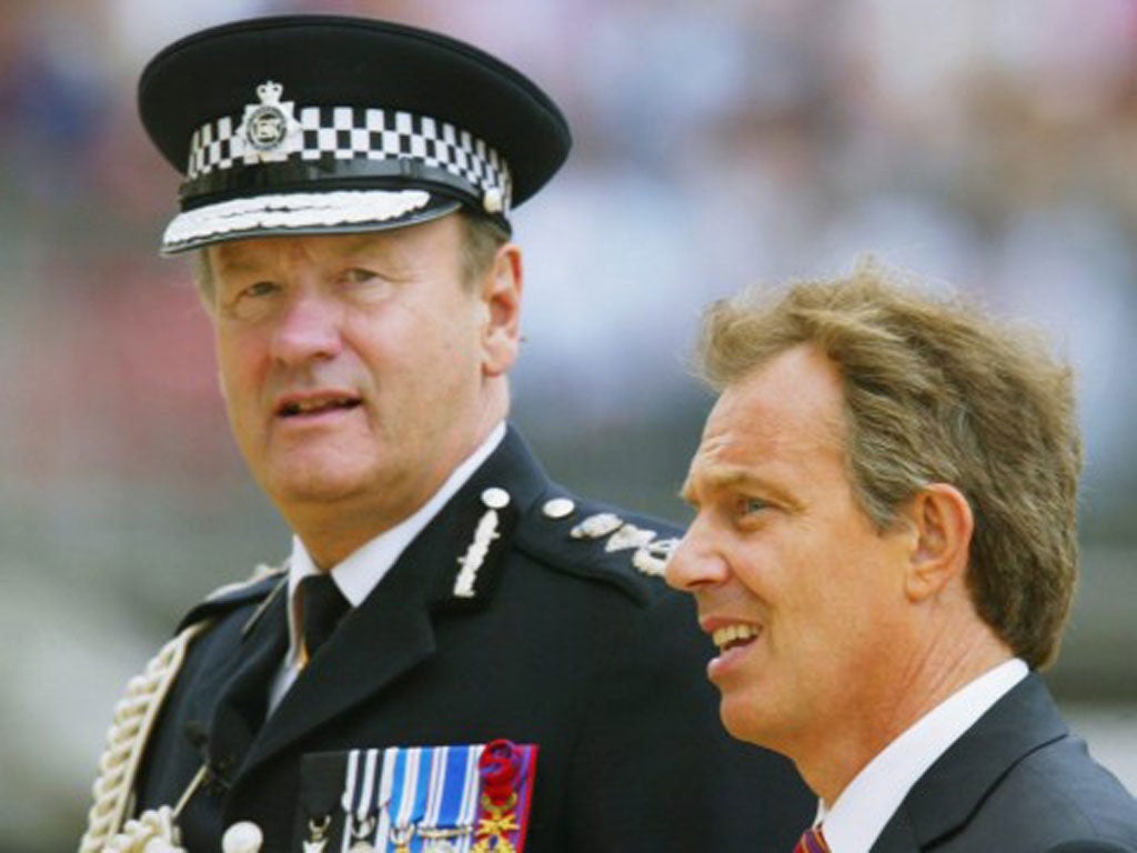 Lord Stevens, left, ran London’s police force from 2000 to 2005