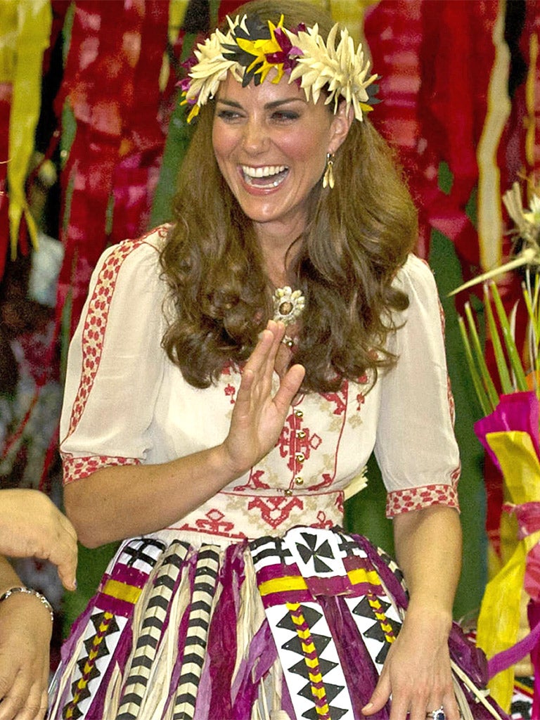 The Duchess of Cambridge during her visit to Tuvalu in the Solomon Islands yesterday