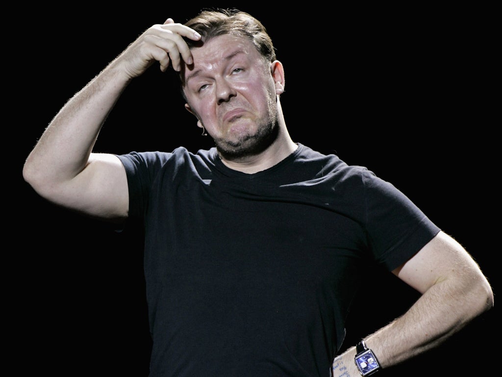 Actor Ricky Gervais, famous for his portrayal of annoying boss David Brent in The Office