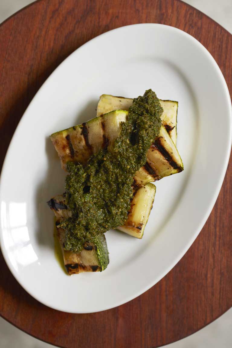 Grilled marrow with pesto