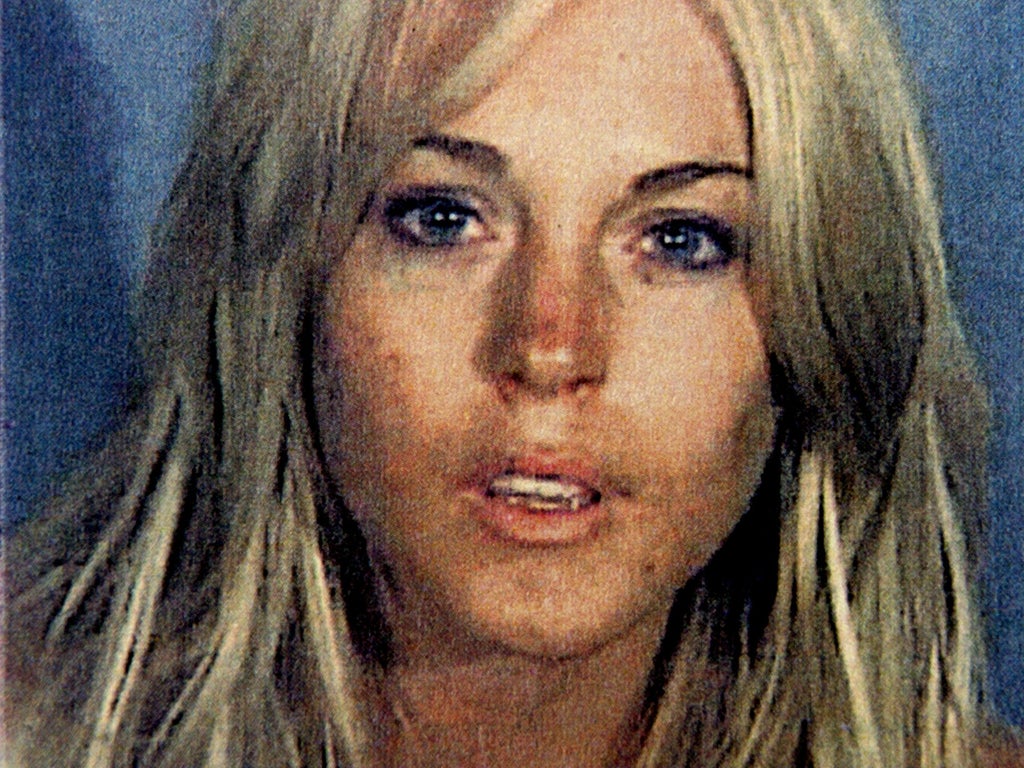 Lindsay Lohan appears in a booking photo by the Santa Monica Police Department.