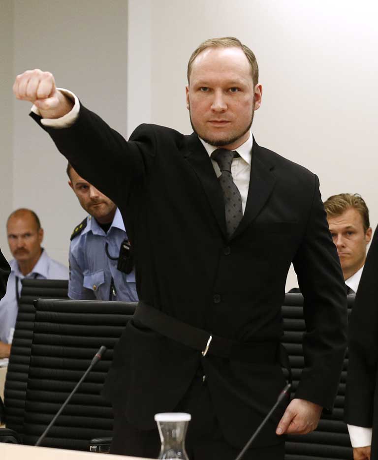 Worthy of praise? The Norwegian mass killer Anders Behring Breivik in court in Oslo