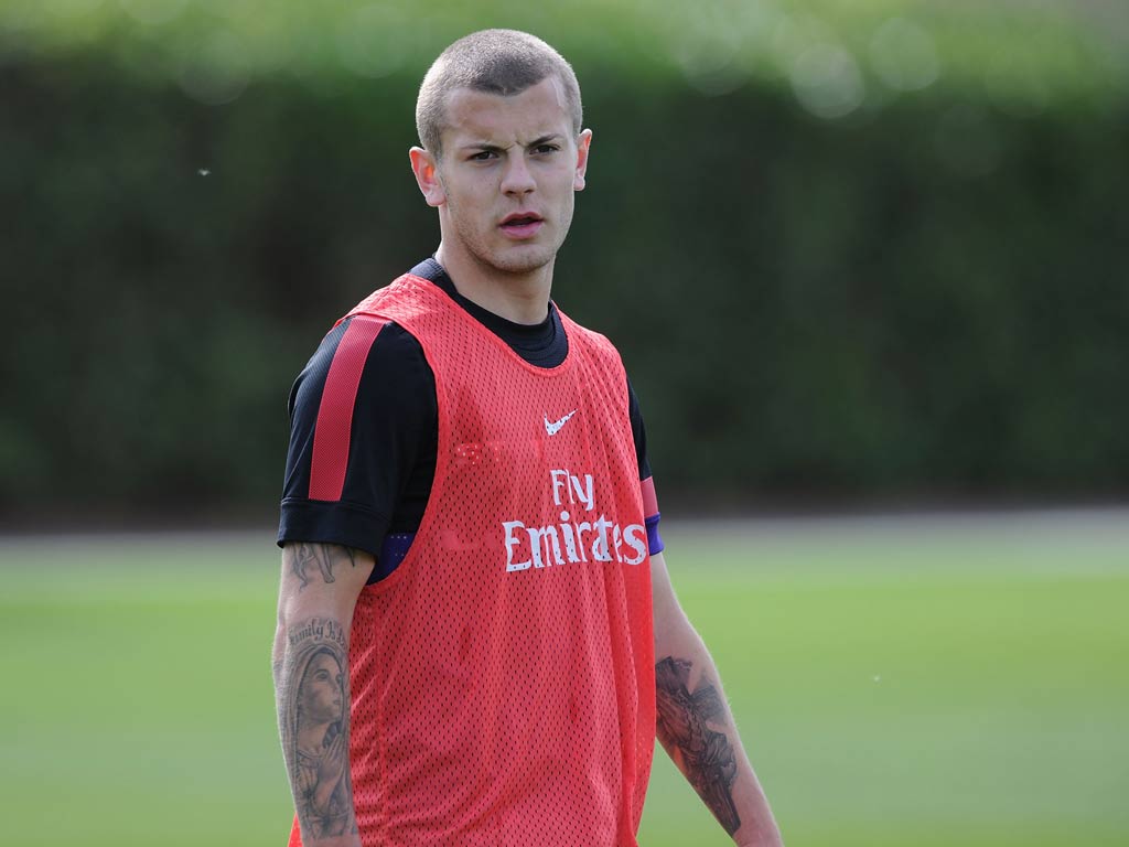 Jack Wilshere pictured back in training for Arsenal