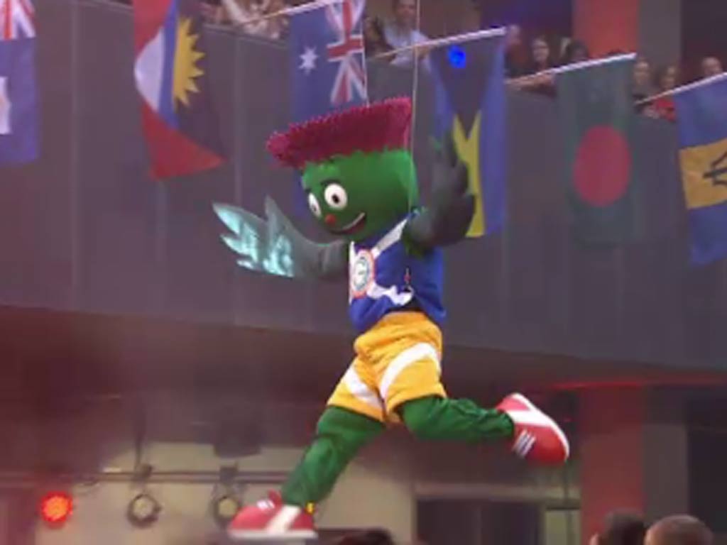 Clyde (Glasgow 2014 Commonwealth Games) A thistle man named Clyde has been unveiled as the mascot which will celebrate with Sir Chris Hoy on his last hurrah at the Commonwealth Games before calling it a day. Clyde was designed by a 12-year-old
