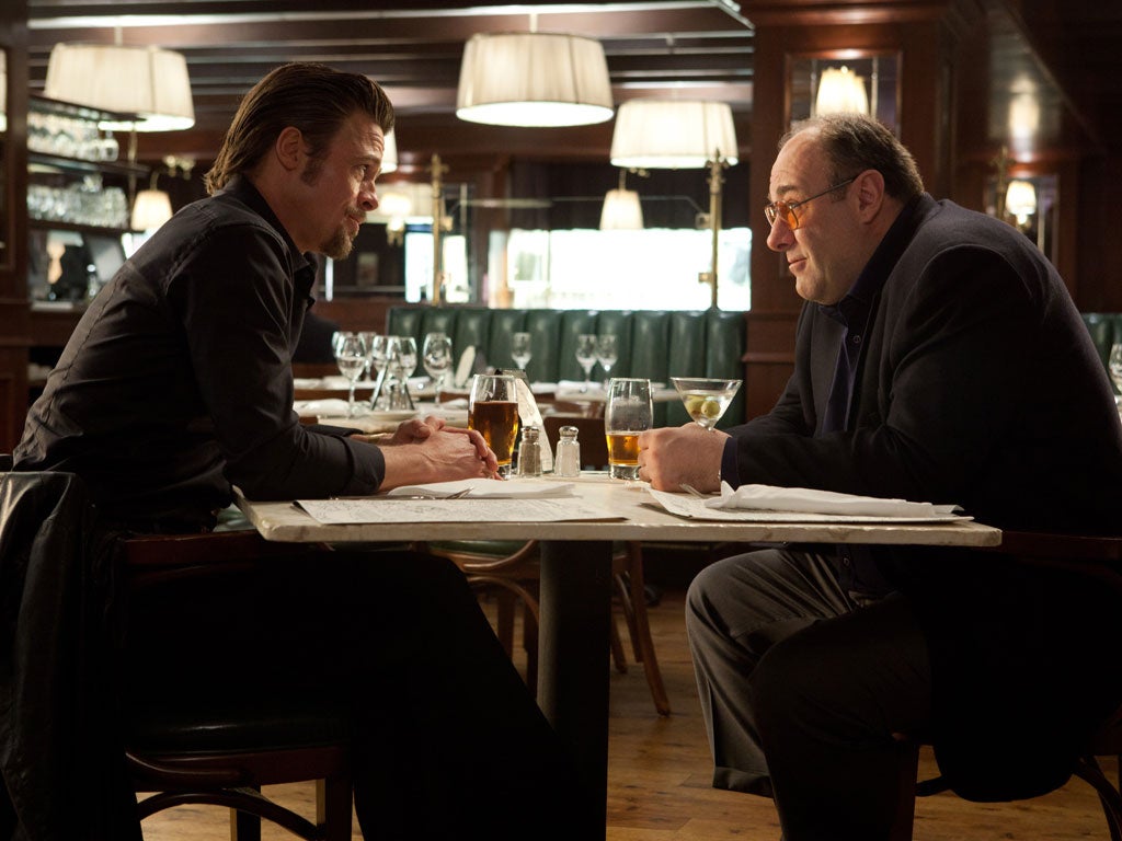 Hood fellas: Brad Pitt and James Gandolfini in 'Killing Them Softly'
