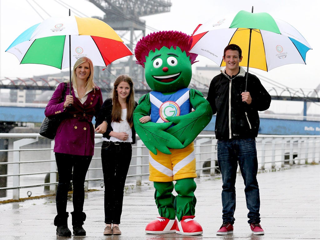 Clyde Thistle appears with Beth Gilmour, 12, and Olympians Rebecca Adlington and Michael Jamieson