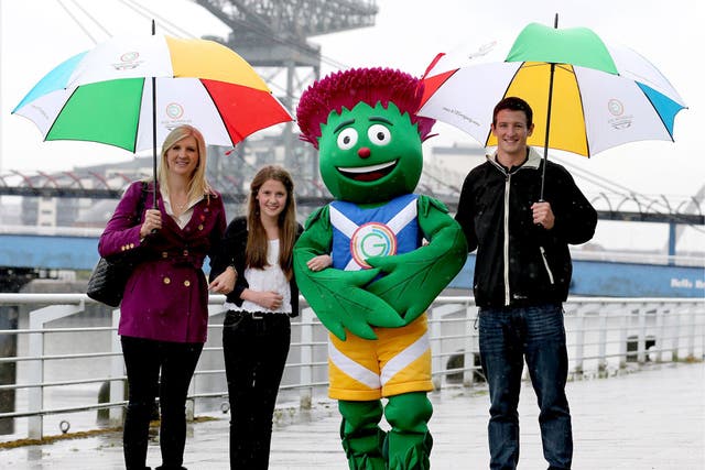 Clyde Thistle appears with Beth Gilmour, 12, and Olympians Rebecca Adlington and Michael Jamieson