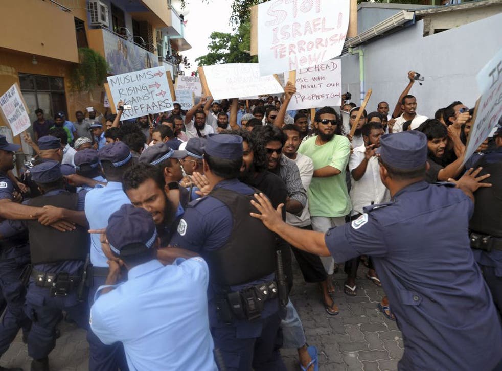 Protests in Malé this week against the anti-Islamic film ‘Innocence of Muslims’