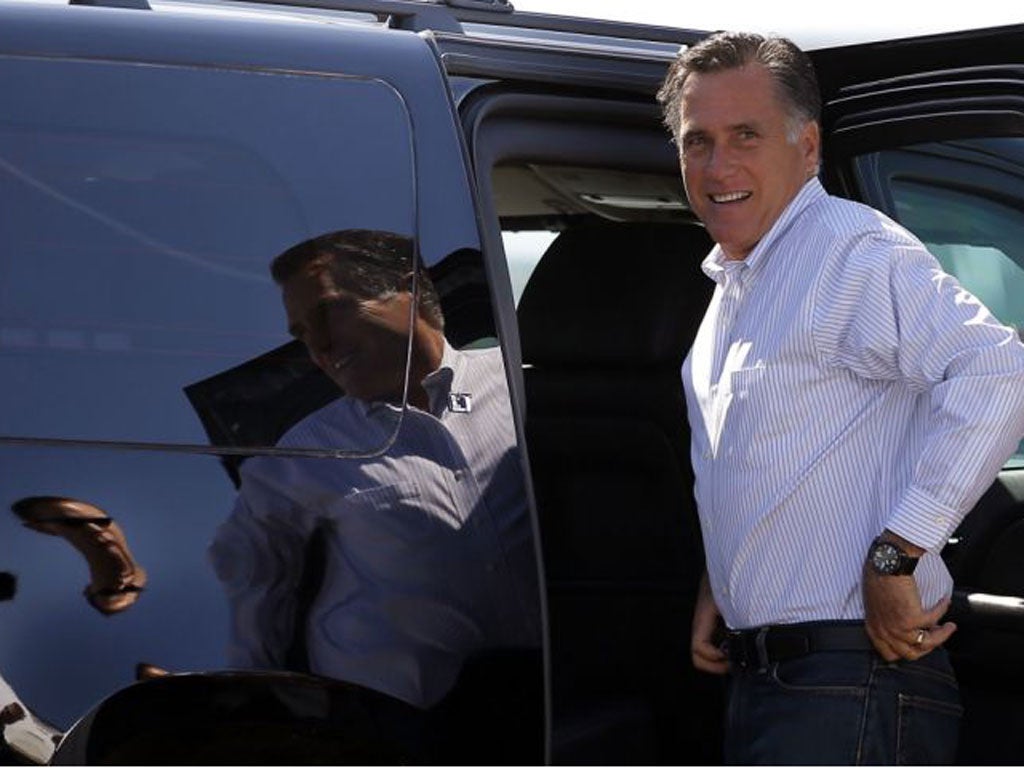 Romney arrives in Las Vegas yesterday