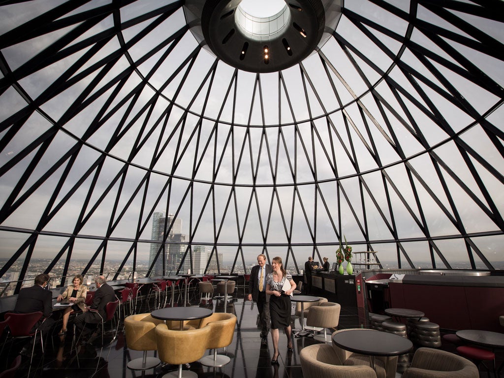 On the 40th floor of 'The Gherkin', the 360-degree views of London are stunning