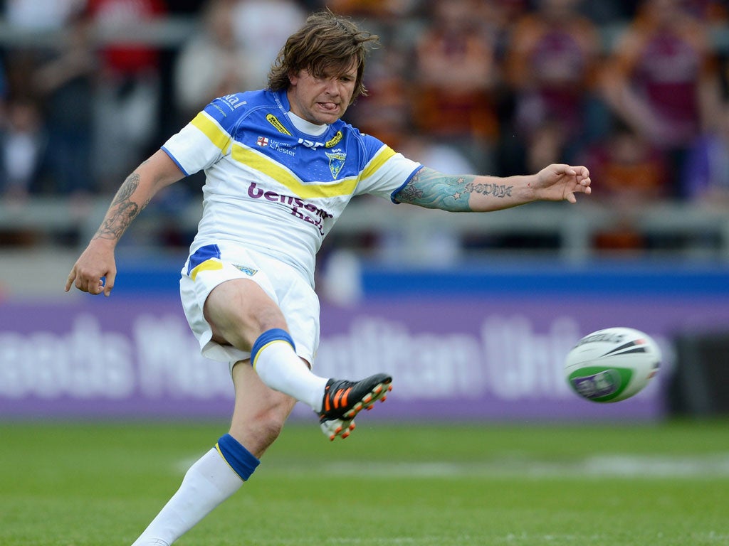 Kicking king: Warrington’s Lee Briers shows his form with the boot
