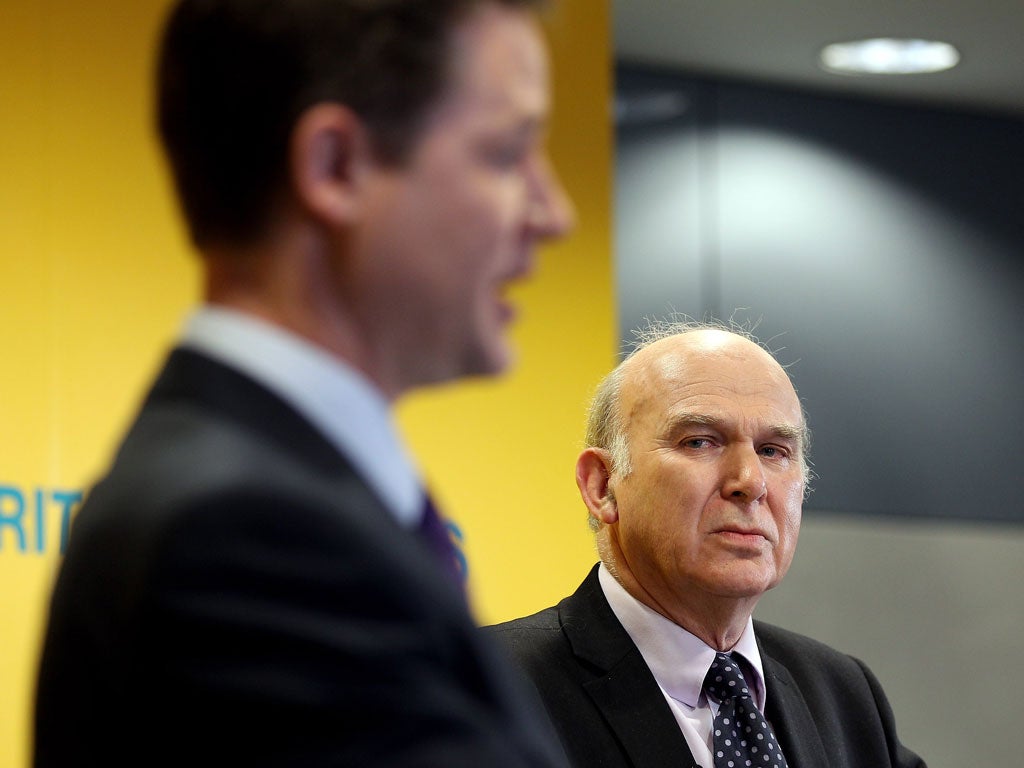 Power play: Nick Clegg, front, finds his popularity sinking as Vince Cable's soars