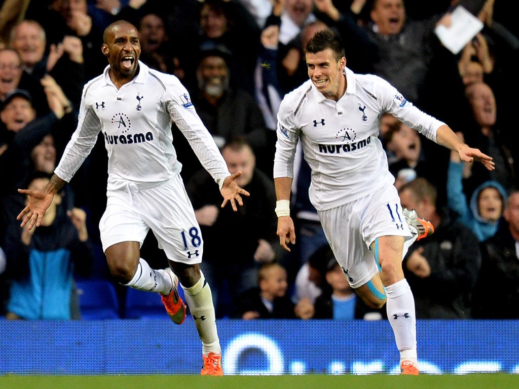 Tottenham's Jermain Defoe and Gareth Bale celebrate