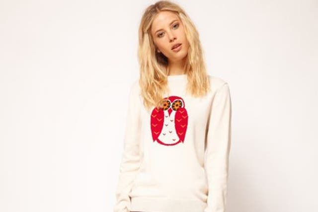 Foxy lady: Owl jumper £30; leather skirt £90, and boots £85, all asos.com