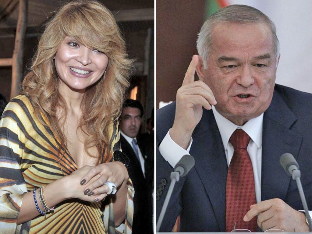 Gulnara Karimova, left, and her father, President Karimov
