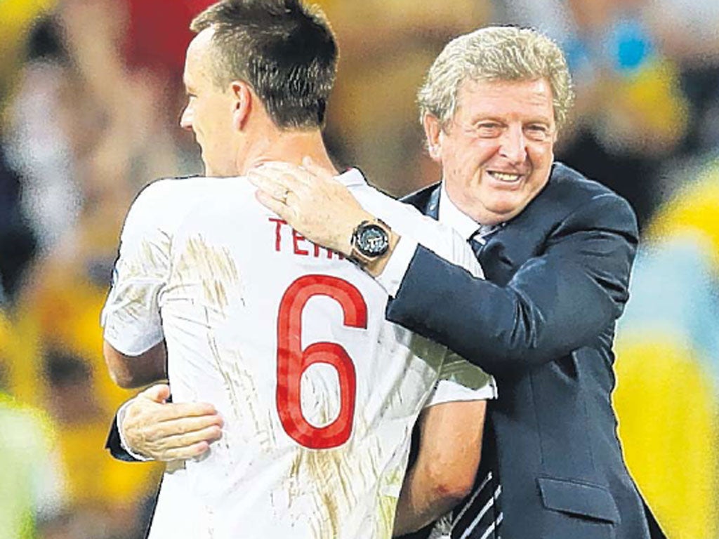 England manager Roy Hodgson with John Terry at Euro 2012