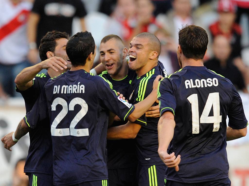 Real Madrid celebrate against Rayo Vallecano de Madrid