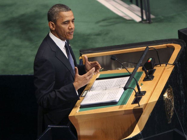 Barack Obama addresses the General Assembly at United Nations headquarters