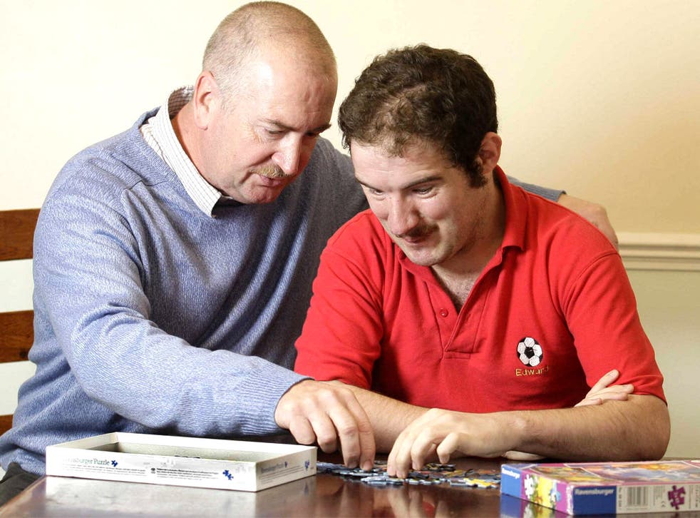 Lee Murray with his son Edward, who has Angelman's syndrome, a severe form of learning and physical disability