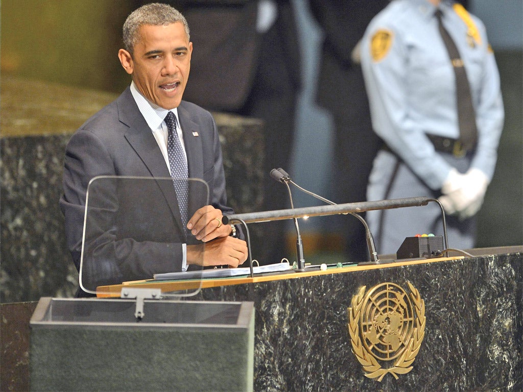 US President Barack Obama speaks during the UN General Assembly